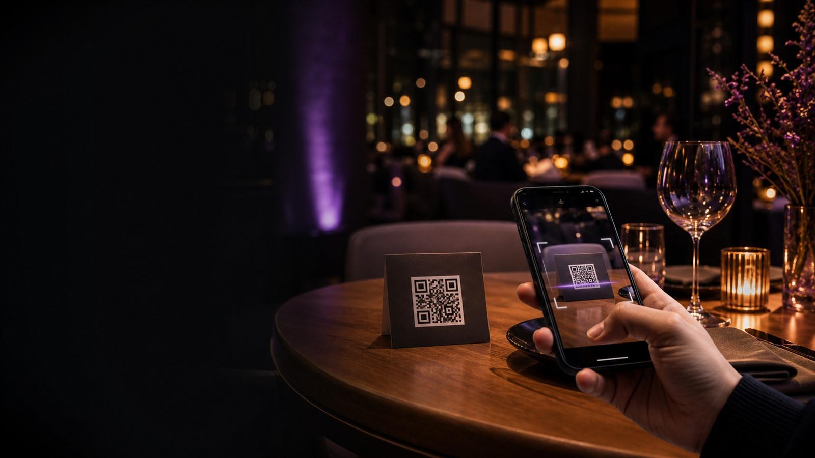 Guest scanning a restaurant table QR code to order